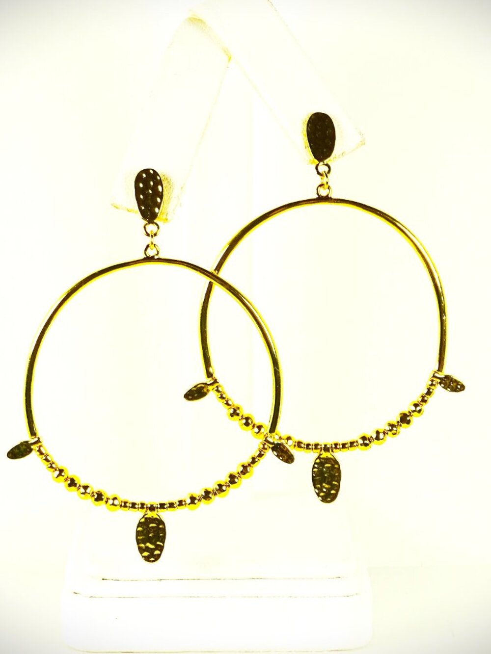 GORJANA Yellow Gold Plated Hammered Metal Hoop Earrings